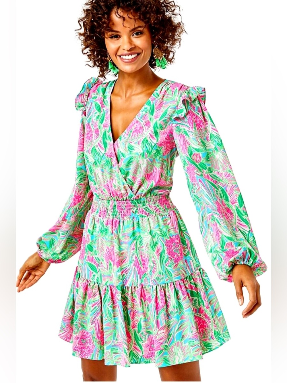 Lilly Pulitzer Pink, Green & Blue Tropical Print Dress